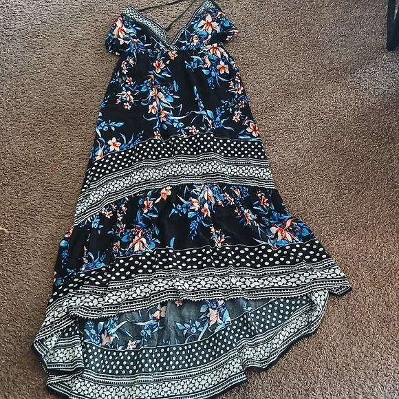 Jealous Tomato blue floral print high low maxi dress size small - Picture 15 of 15